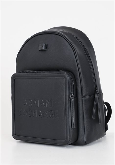 Black men's and women's backpack with embossed lettering logo ARMANI EXCHANGE | 9526384R83600020